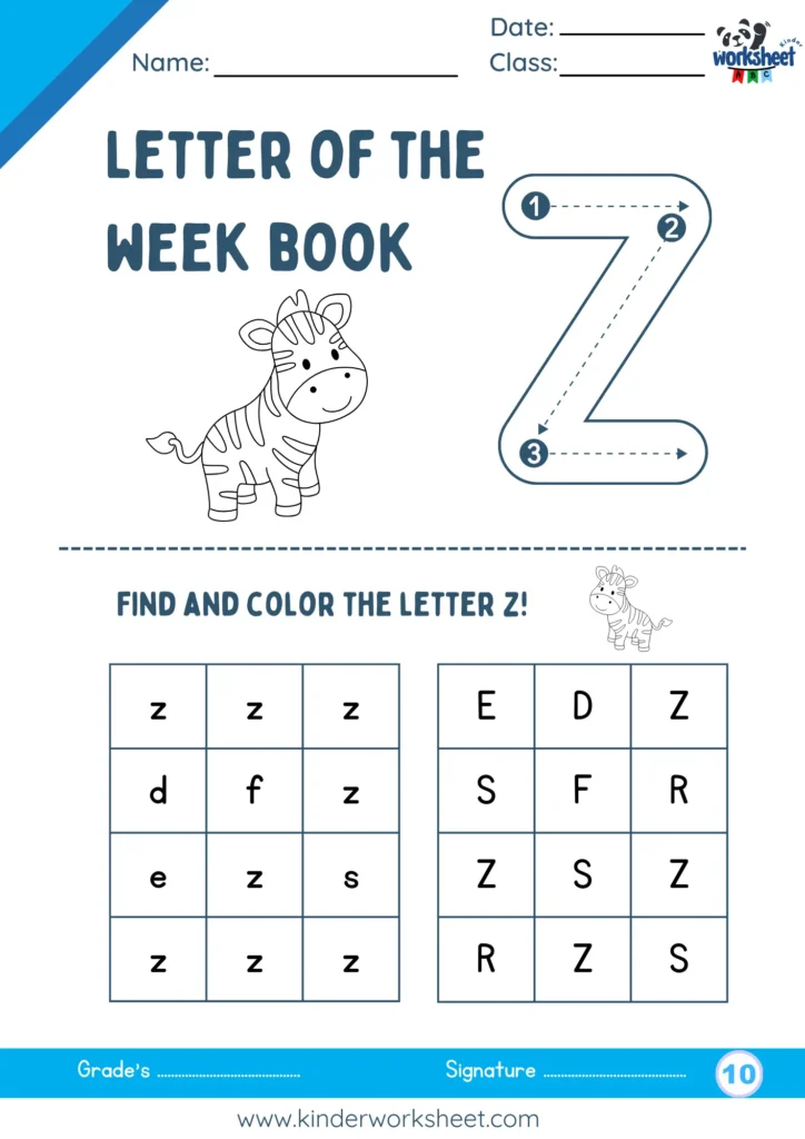 Find and color the letter z