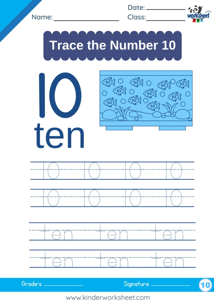 Number 10 Tracing Worksheet