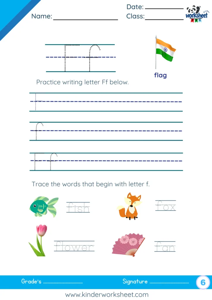 Practice writing letter Ff.