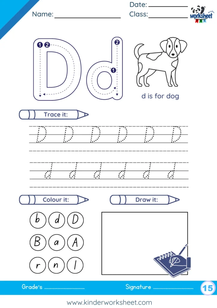 Practice your uppercase and lowercase D.
