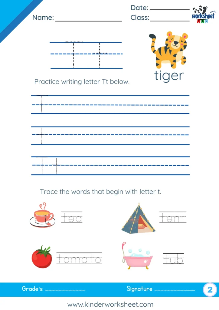 Practice writing letter Tt .