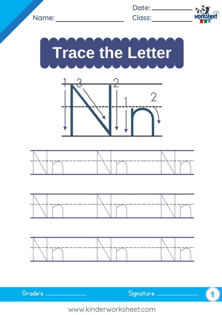 Trace the Letter N.
