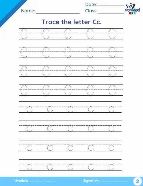 Trace the letter Cc.