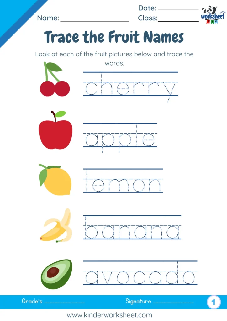 Trace the Fruit Names
