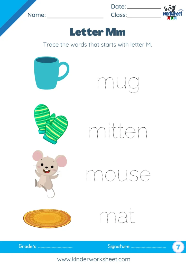 Trace the words that starts with letter M.