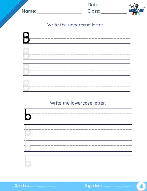 Write the uppercase  & lowercase letter.