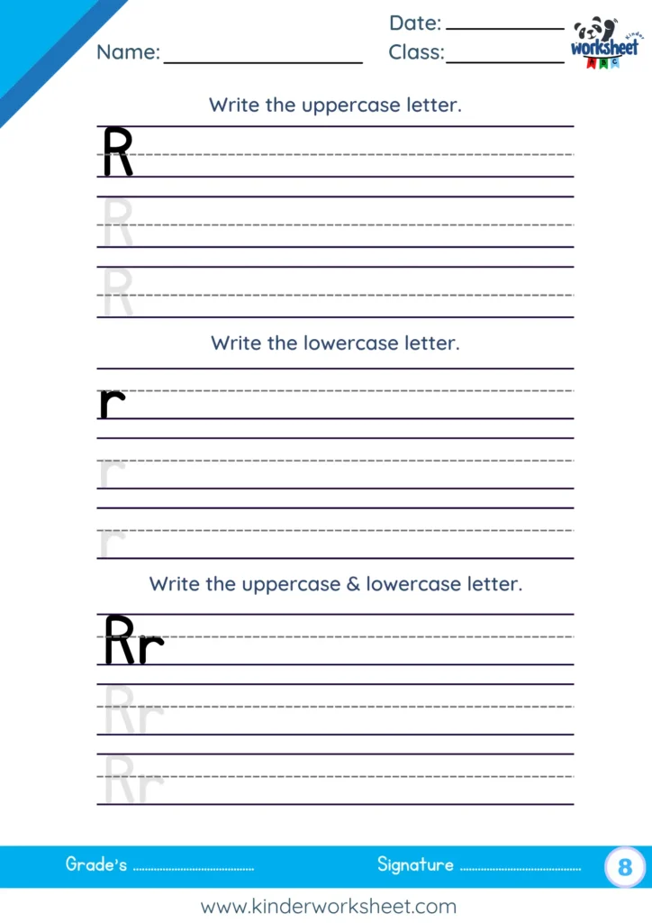 Write the uppercase & lowercase letter.