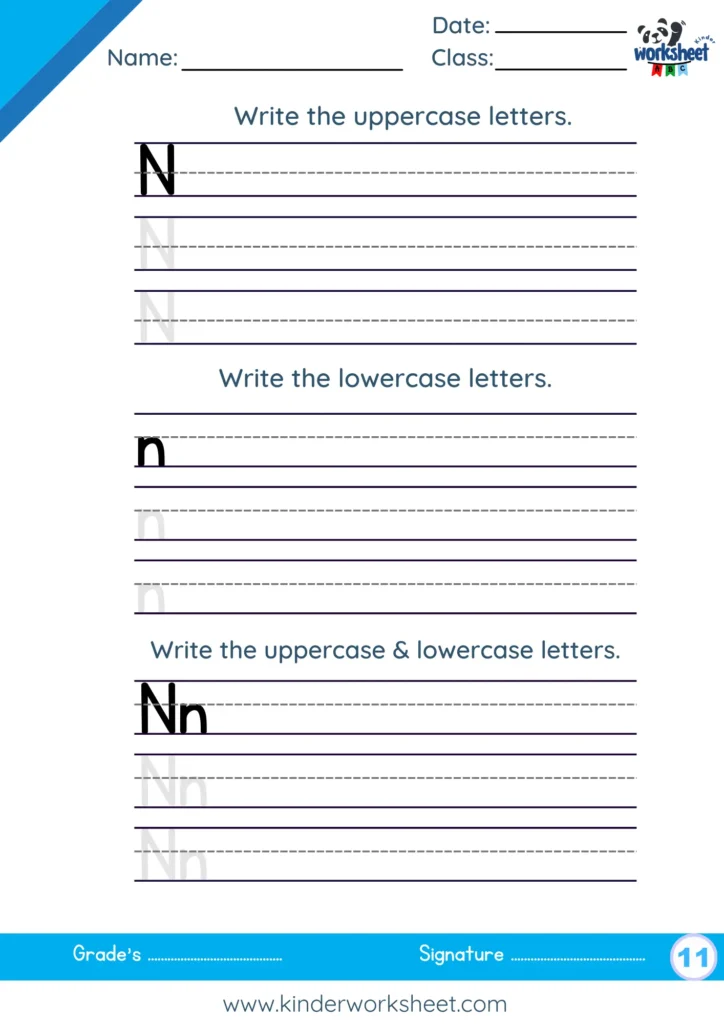 Write the uppercase & lowercase letters.